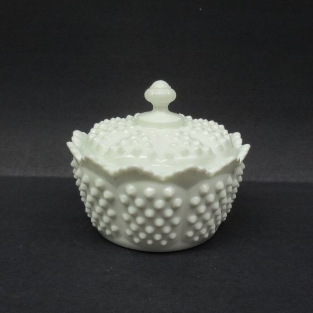 Fenton Art Glass Milk Glass White HOBNAIL 5 Inch Diameter Butter Tub with Lid